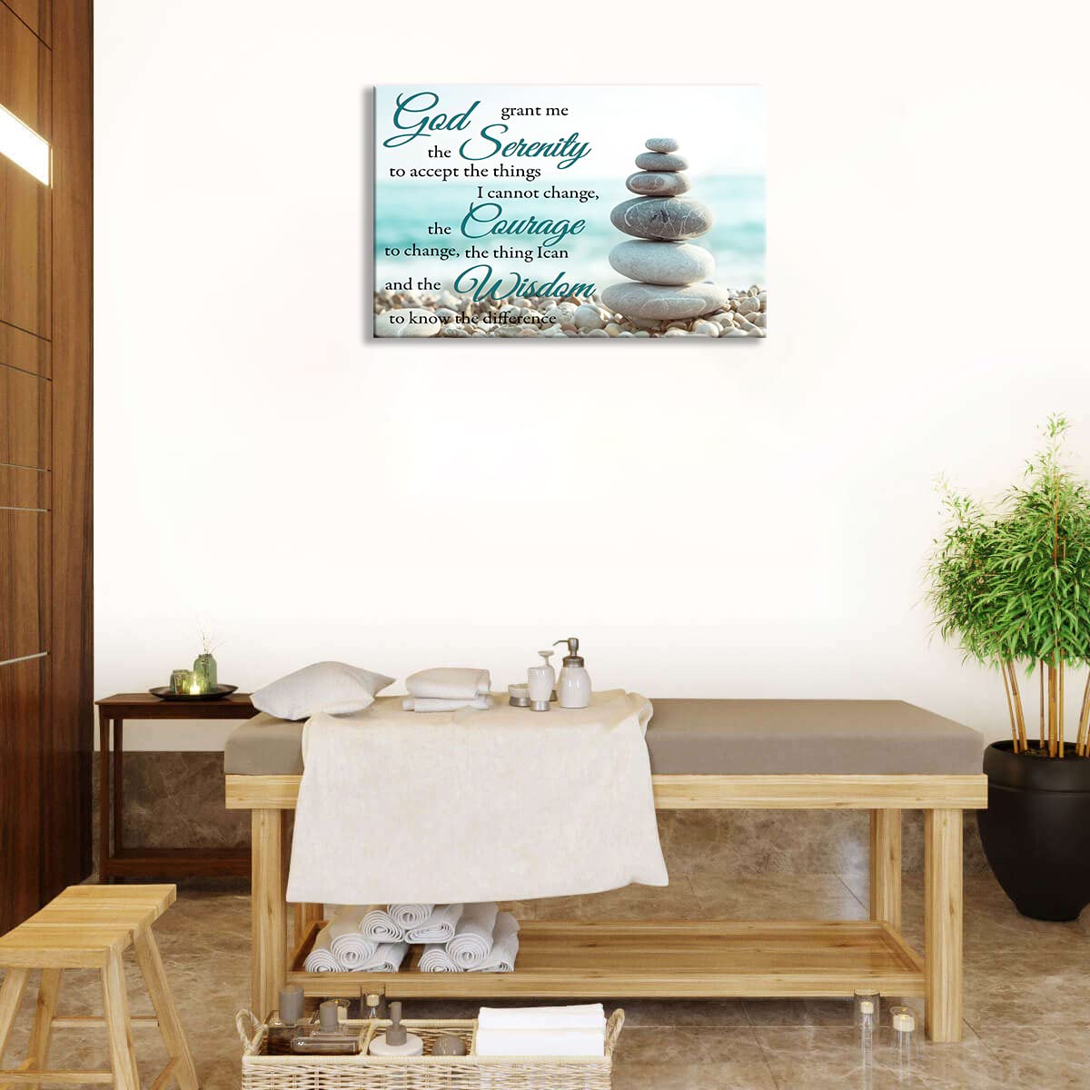 Stampa artistica da parete con preghiera della serenità, stampa su tela con scritta in lingua inglese God Grant Me The Serenity (lingua italiana non garantita), decorazione con versi della Bibbia