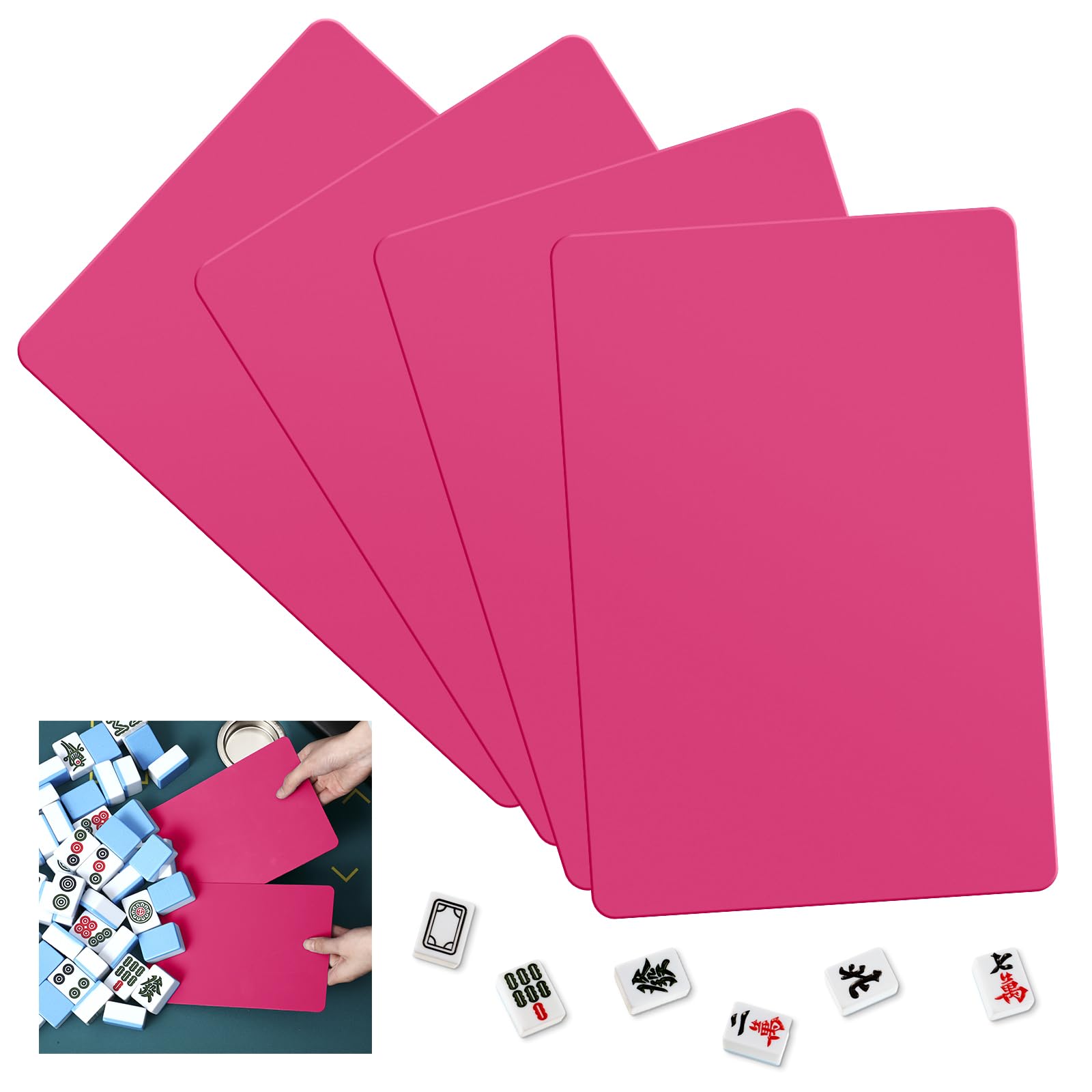 Seenelling 2026 Mahjong Tile Mixer Shuffler for Mixing, Rose Red, 4 Pcs