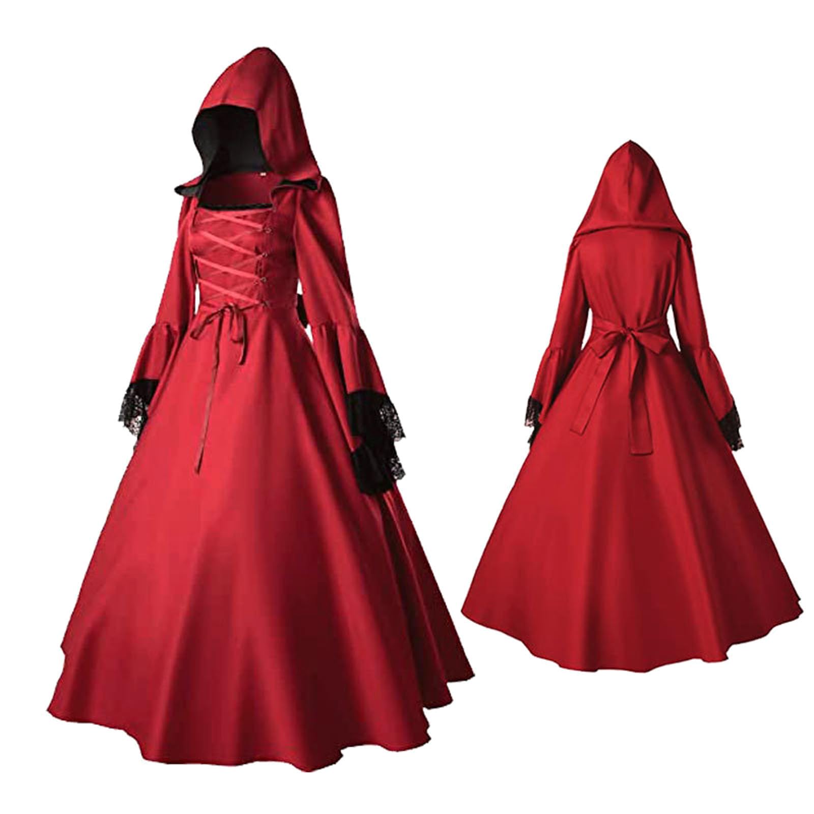 Abito gotico da donna medievale rinascimentale frack steampunk gotico giacca halloween mantello con cappuccio lungo mantello con cappuccio per costumi travestimenti e feste a tema