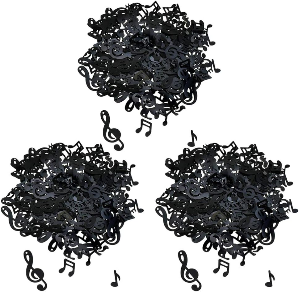 PRETYZOOM 3 Pack Black Plastic Music Notes Confetti for Baby Shower Wedding, Birthday Party Decoration