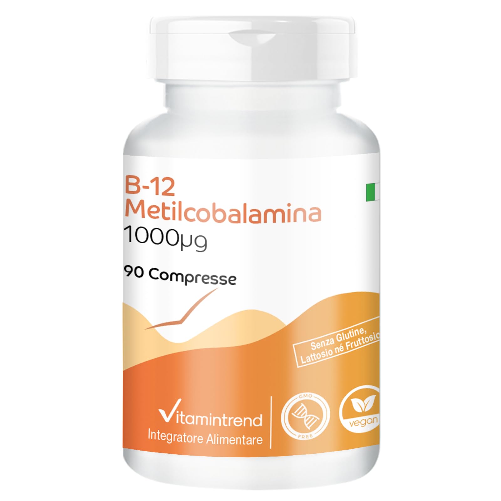 Vitamintrend Vitamina B12 Metilcobalamina 1000 µg, 90 compresse, ad alto dosaggio, integratore alimentare vegano senza stearato di magnesio, prodotto in Germania