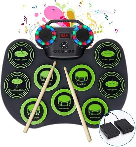 GUAZI STORE Kit de batería portátil de silicona USB para principiantes con luces intermitentes, doble 01 0