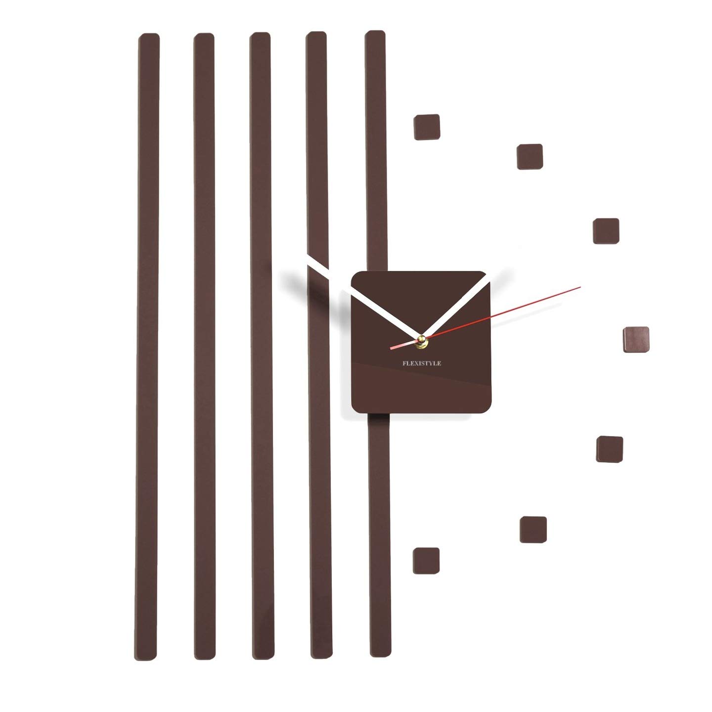 FLEXISTYLE Modern Wall Clock 3D DIY Points Brown Living Room Bedroom Modern