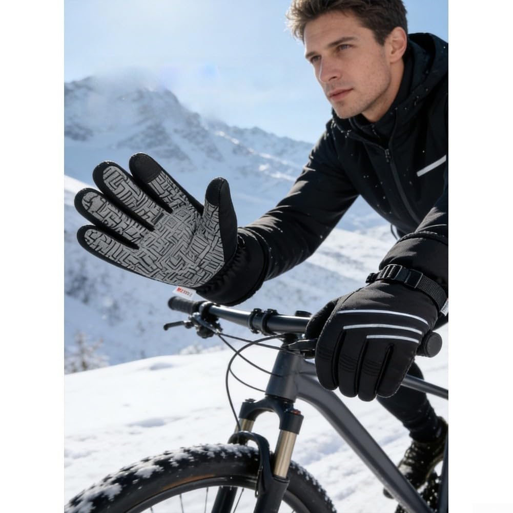 Besttoolifes Guantes de Esquí Impermeables Táctiles Negro M