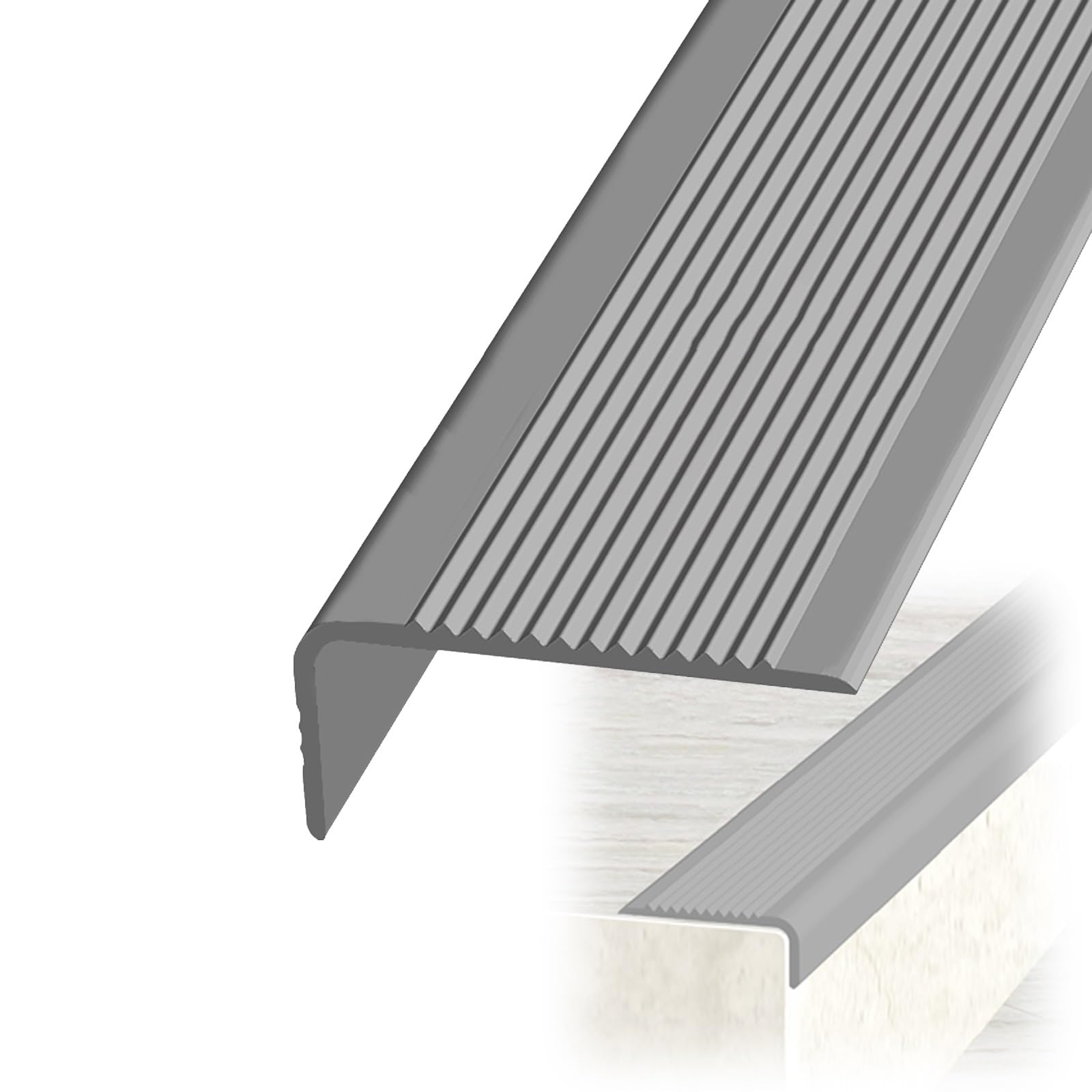 Profilo Angolare In PVC Per Gradini - Antiscivolo, Autoadesivo, 60x30mm, 1.2m Nero