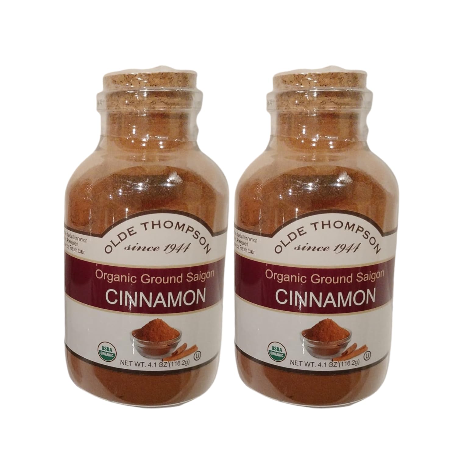 Olde Thompson Organic Ground Saigon Cinnamon 4.1ounce Jar - Pack of 2