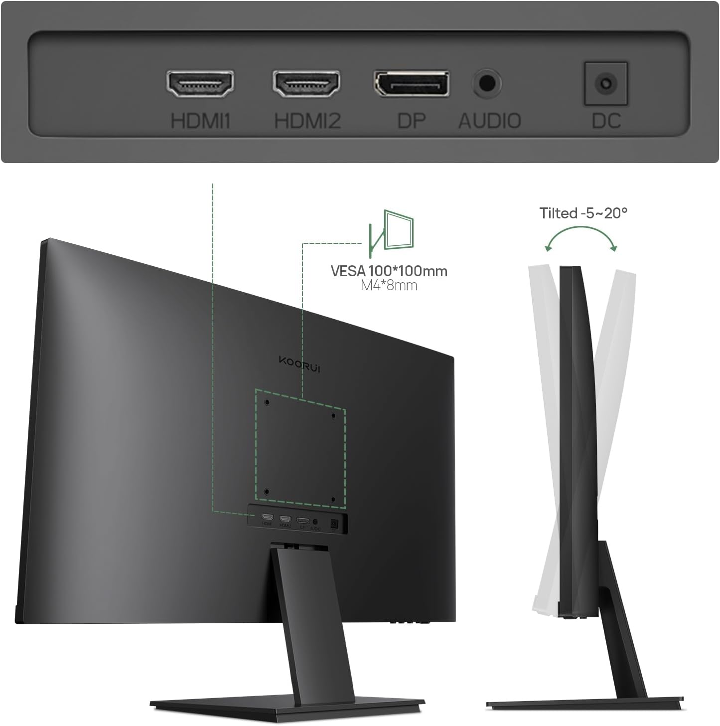 KOORUI 27 Inch 4K Monitor, UHD(3840 x 2160) IPS Computer Monitors, HDR10, 90% DCI-P3, Frameless, 2X HDMI 2.0 & DisplayPort 1.4, VESA Mountable, Eye Care, N07 - Image 3
