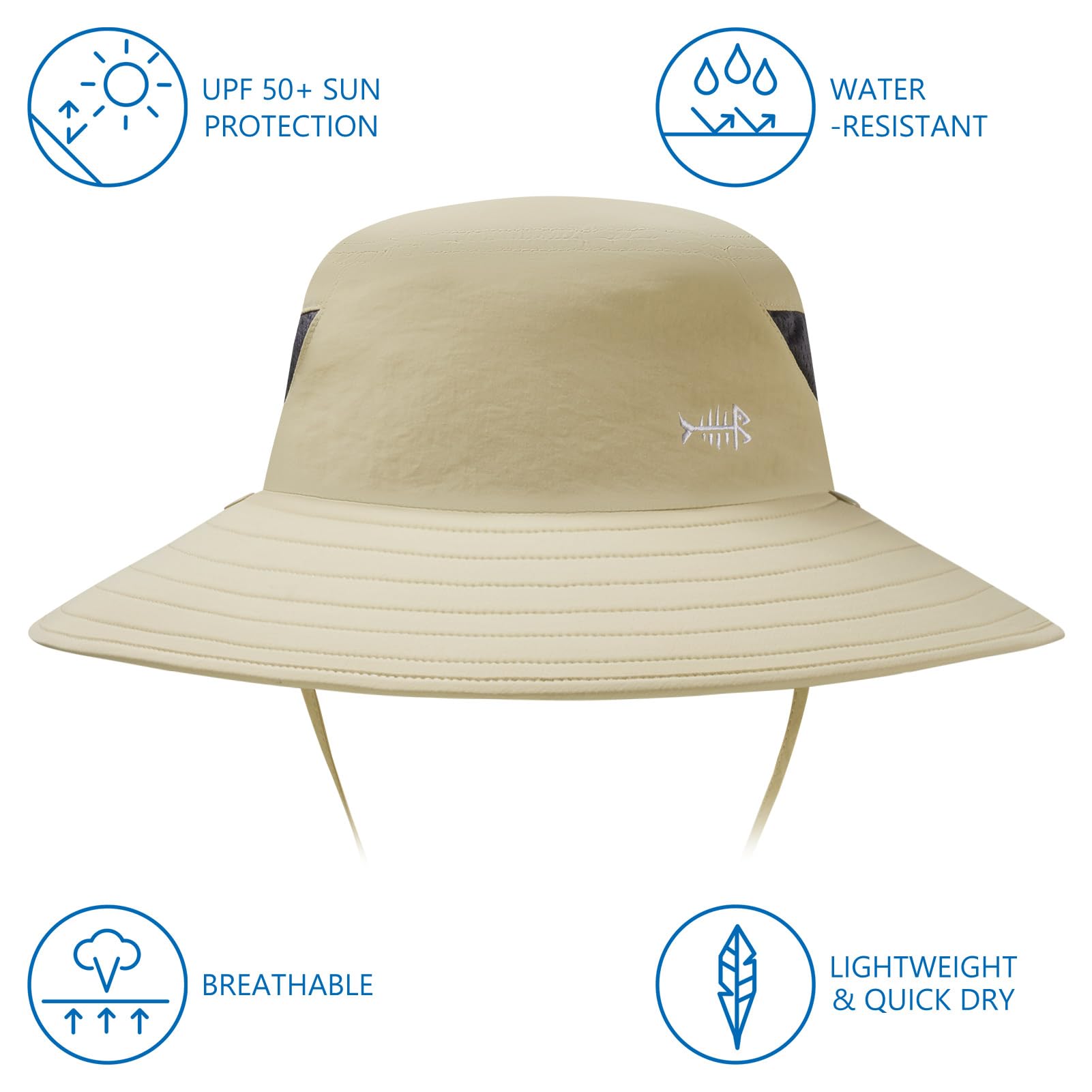 Bassdash Cappello da Sole Traspirante UPF 50+ con copriviso Rimovibile e paranuca Cappello a Secchiello a Tesa Larga Resistente all'Acqua per la Pesca, l'escursionismo e l'outdoor, Uomo e Donna