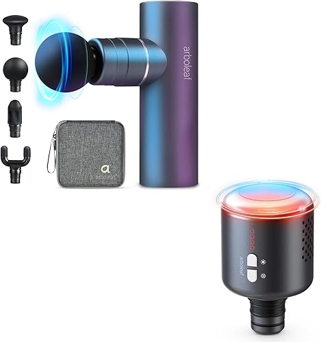 arboleaf Mini pistola de masaje y cabeza de pistola de masaje caliente y fría