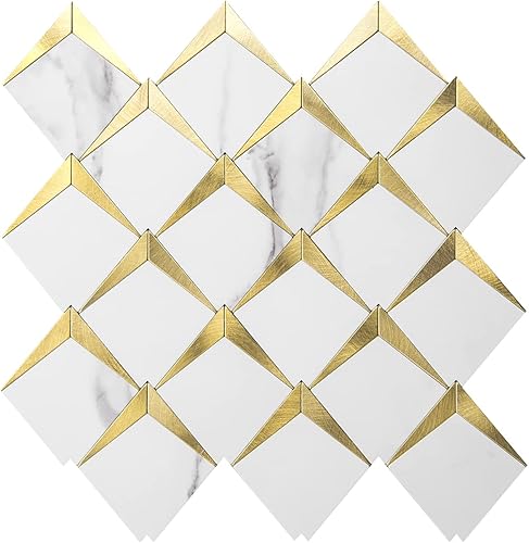 Art3d 10 hojas para despegar y pegar para decoración de cocina, azulejos de mosaico de diamante autoadhesivos para chimenea y baño disponible en Yaxa Peru