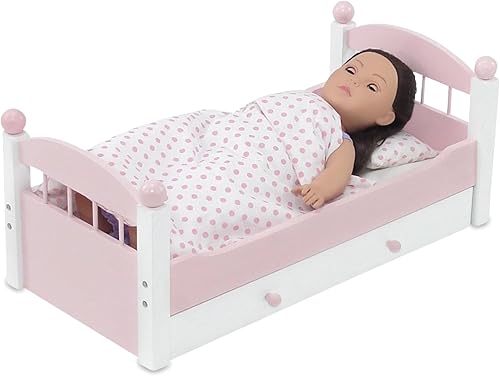 Miniatura 7 de Emily Rose Cama individual nido rosa de 18 pulgadas, incluye juego de ropa de cama de 3 piezas y cajón de almacenamiento grande, muebles de