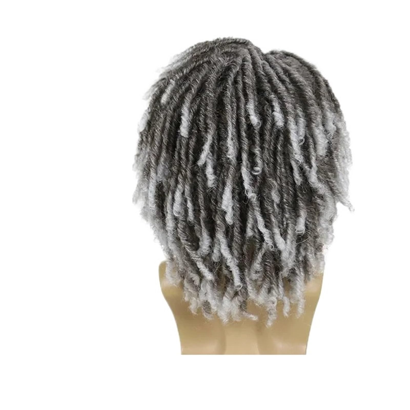 1 szt. Włosy syntetyczne Skręcone skręty Peruki Męskie peruki Szare kręcone warstwowe zamki Locs Realistyczna czapka tkacka Codzienny(Grey)