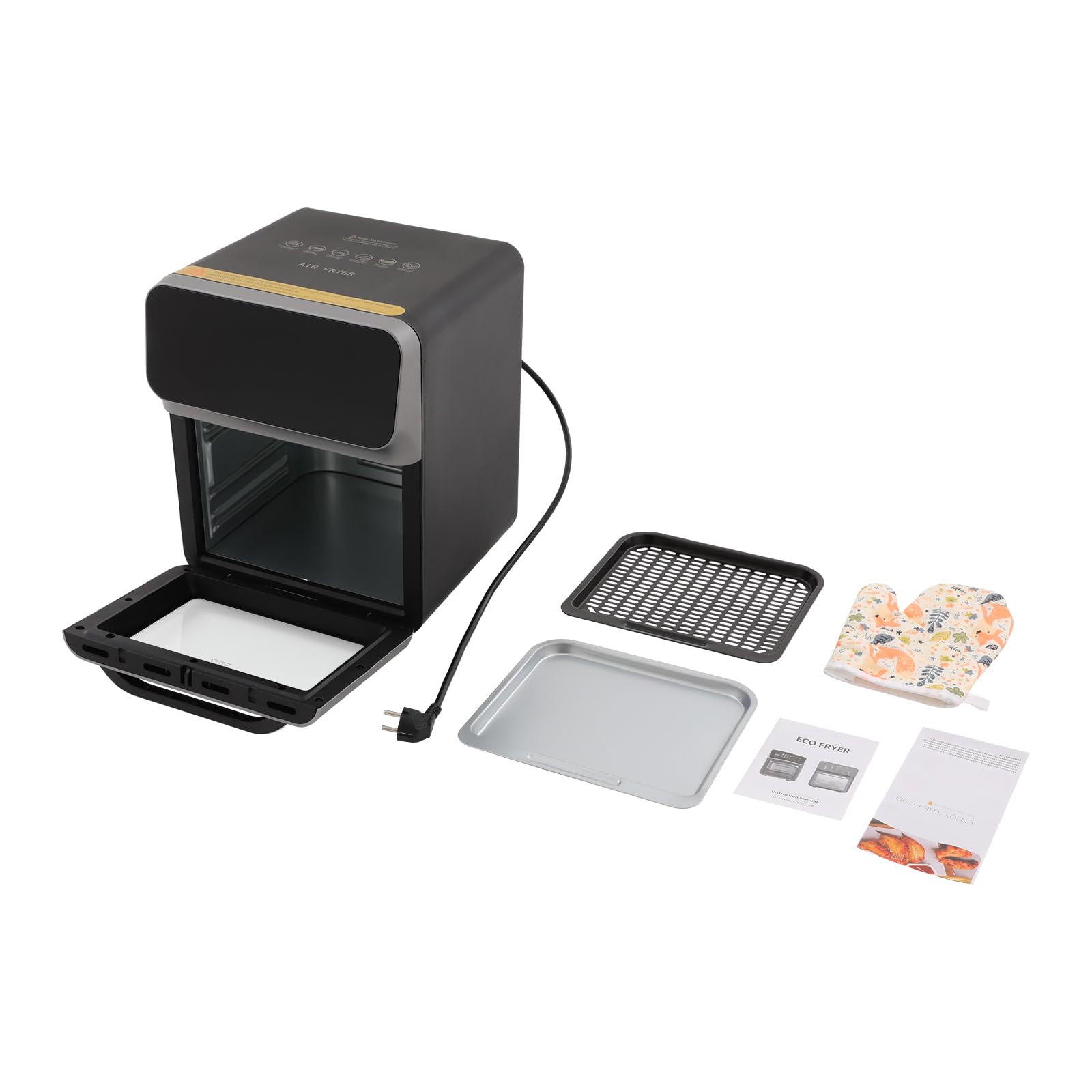 Friggitrice ad aria,air fryer 10L,senza olio con finestra,touchscreen LED