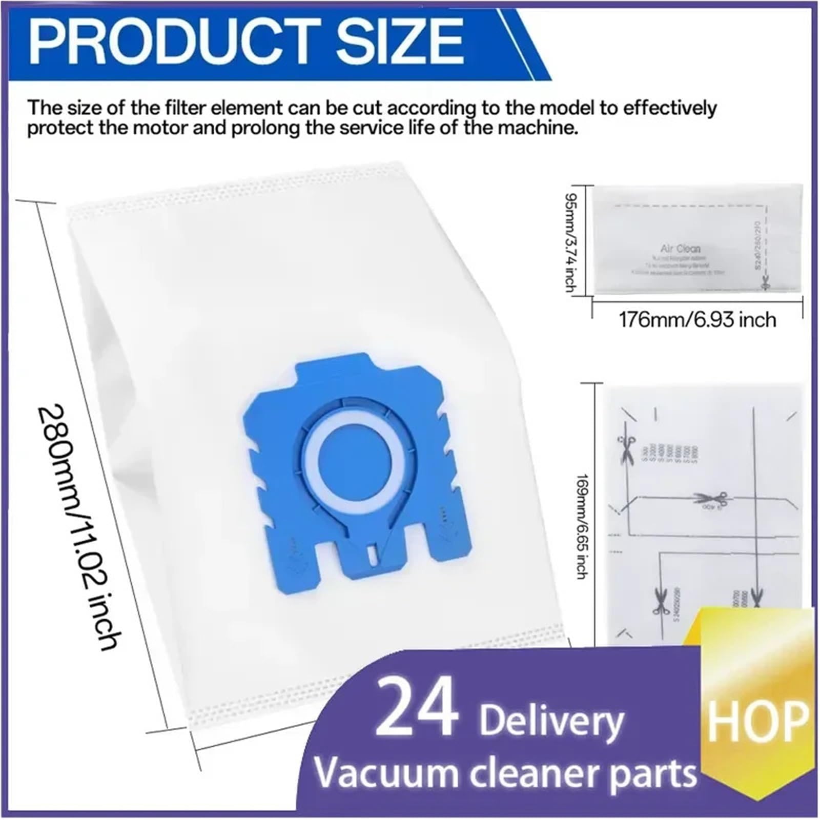 3D-Airclean-Beutel, kompatibel mit Miele GN Staubsaugerbeuteln Classic C1 Complete C1 C2 C3 S227 S240 S270 S400 S2 S5 S8(10pcs)