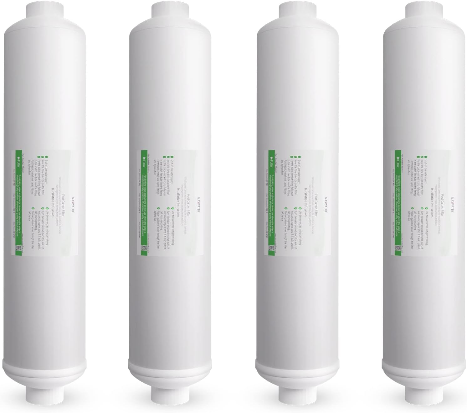 Post Activated Carbon Water Filter Replacement – 5 Micron Inline Filter – 10 inch Inline Carbon Filter– Under Sink and Reverse Fits most Reverse Osmosis Systems (4 pack)