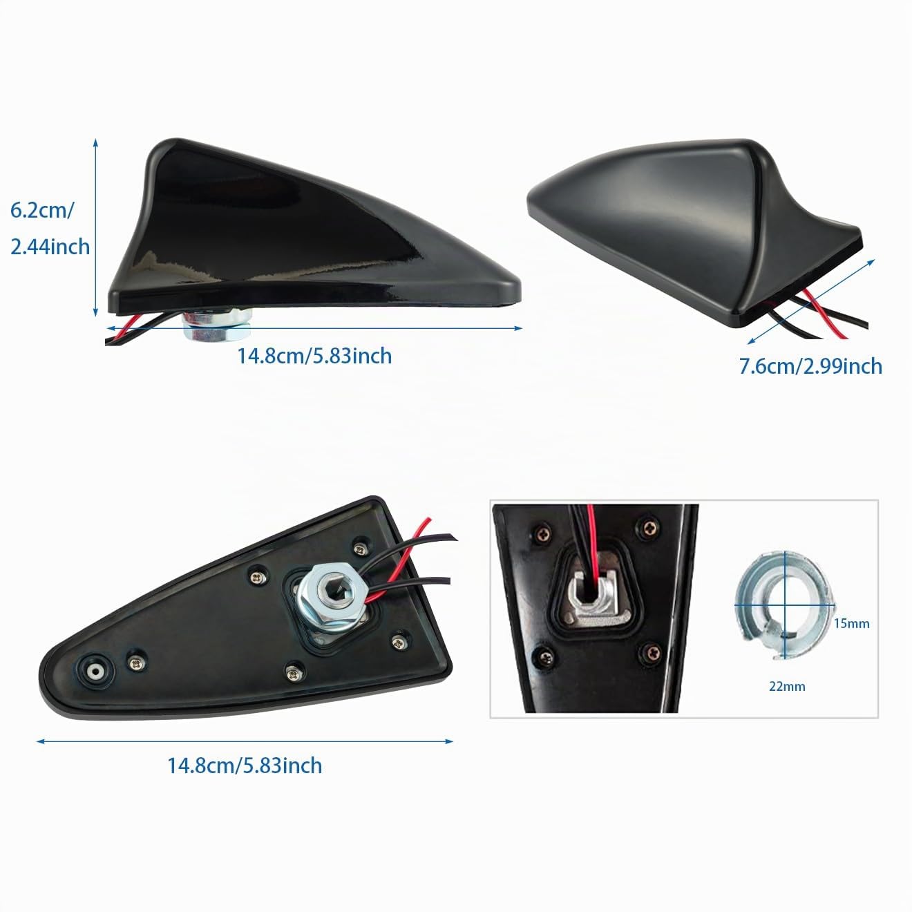Vecys Dab Dab + Antenne Voiture Aileron Requin Radio FM/AM Amplificateur Signal Antenne Fakra F à Fakra B Connexion Toit Voiture Stéréo Numérique 5M RG174 Câble Véhicule Radio