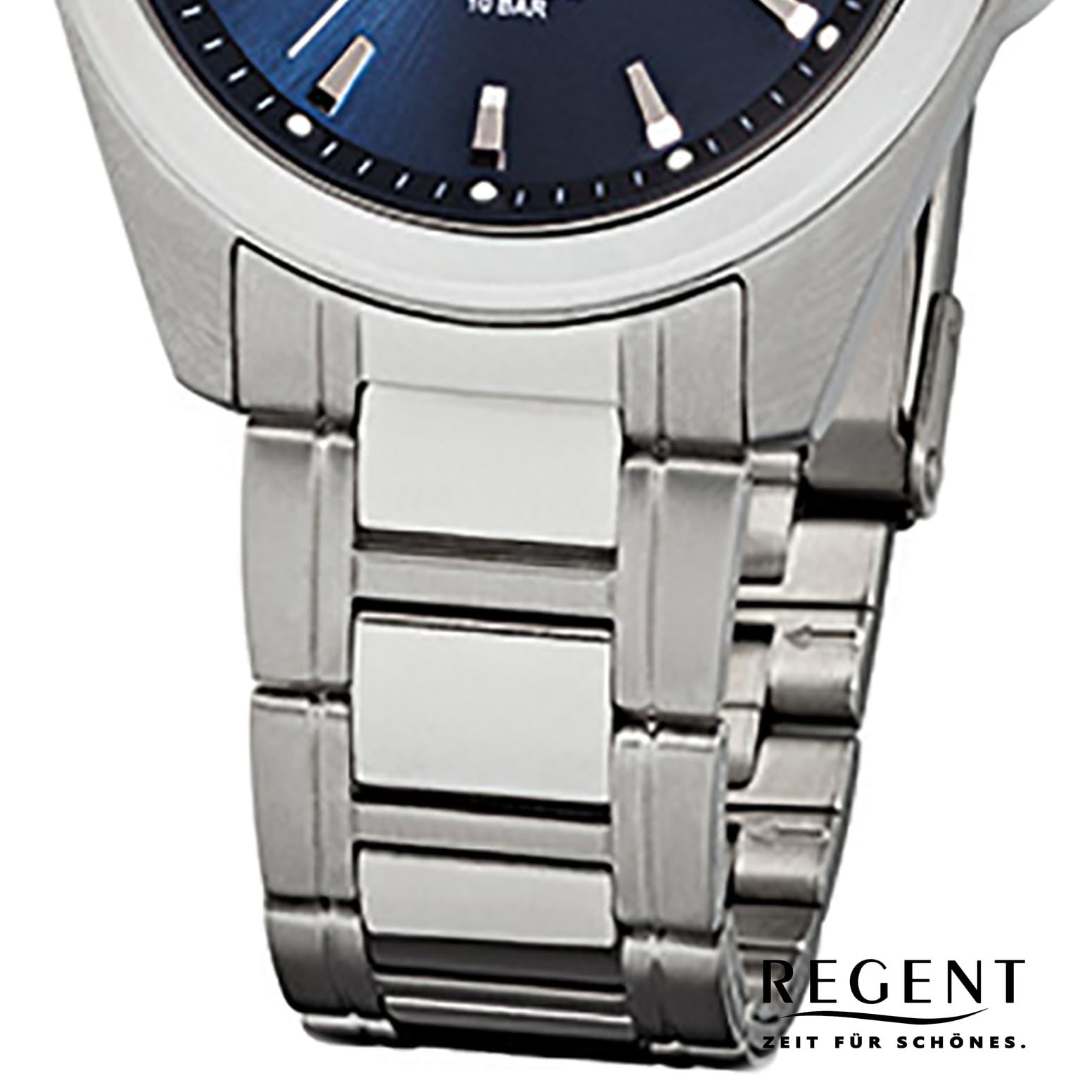 Regent Armbanduhr Herrenuhren mit Metallband-Kollektion Herren-Uhr mit Edelstahl-Armband silber analoges Quarzwerk D1URF526