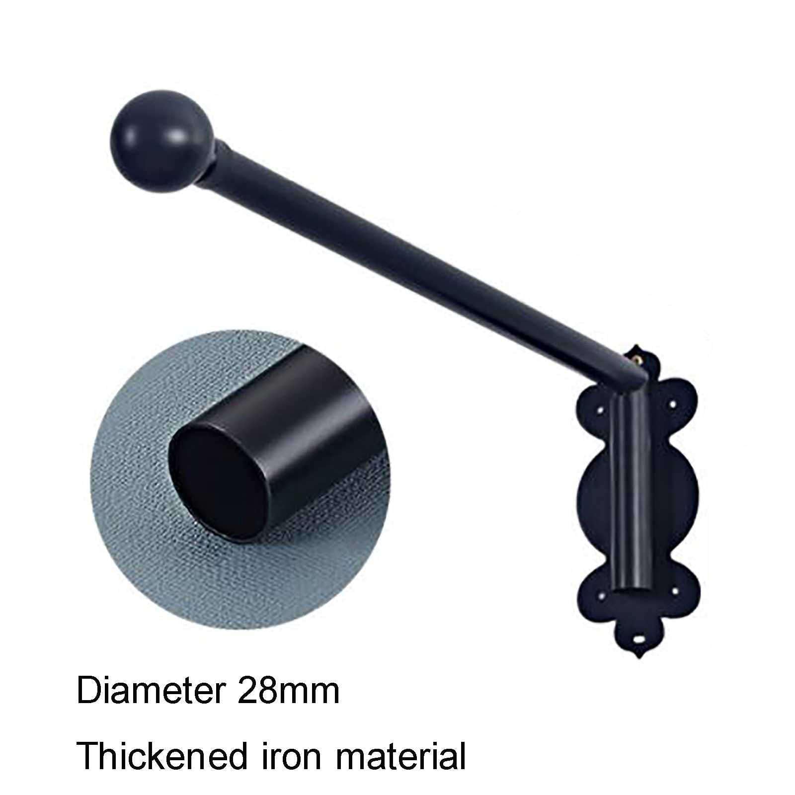 Ulepszony karnisz 28 mm z obrotowym ramieniem metalowe okrągłe końcówki 50 cm regulowany drążek do draperii idealny do nowoczesnego wystroju domu