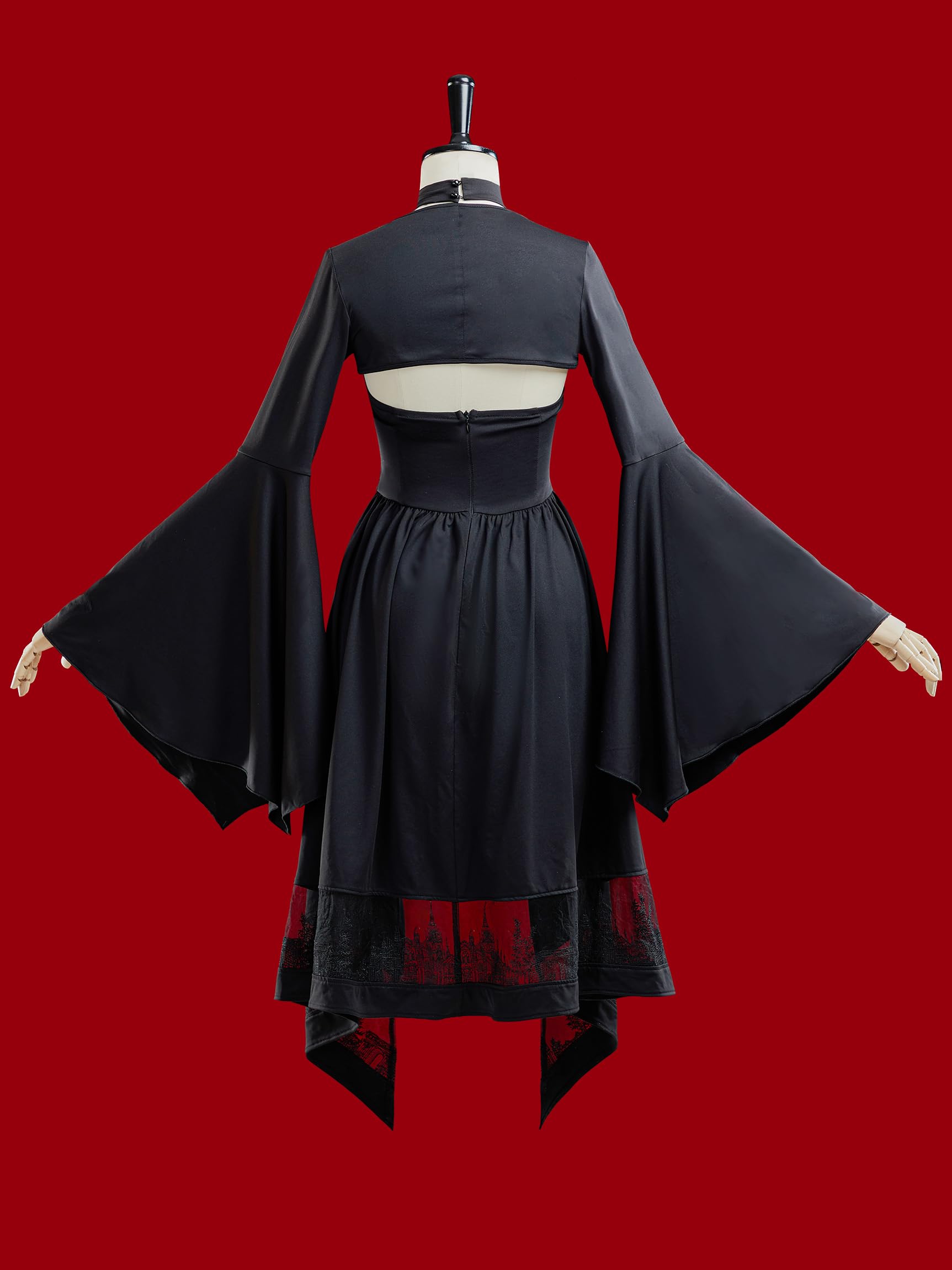 MEOWCOS Women's Gothic Dress Mediaval Goth Dress Halloween Cosplay Costume