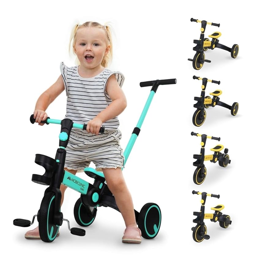 Mobiclinic® kids, Triciclo 5 in 1, Chase, Bicicletta evolutiva, 1-5 anni, Manico e sedile regolabili, Ultraleggero 3, Kg, Montaggio facile, Ruote antiforatura, Fino a 25, Porta bottiglia