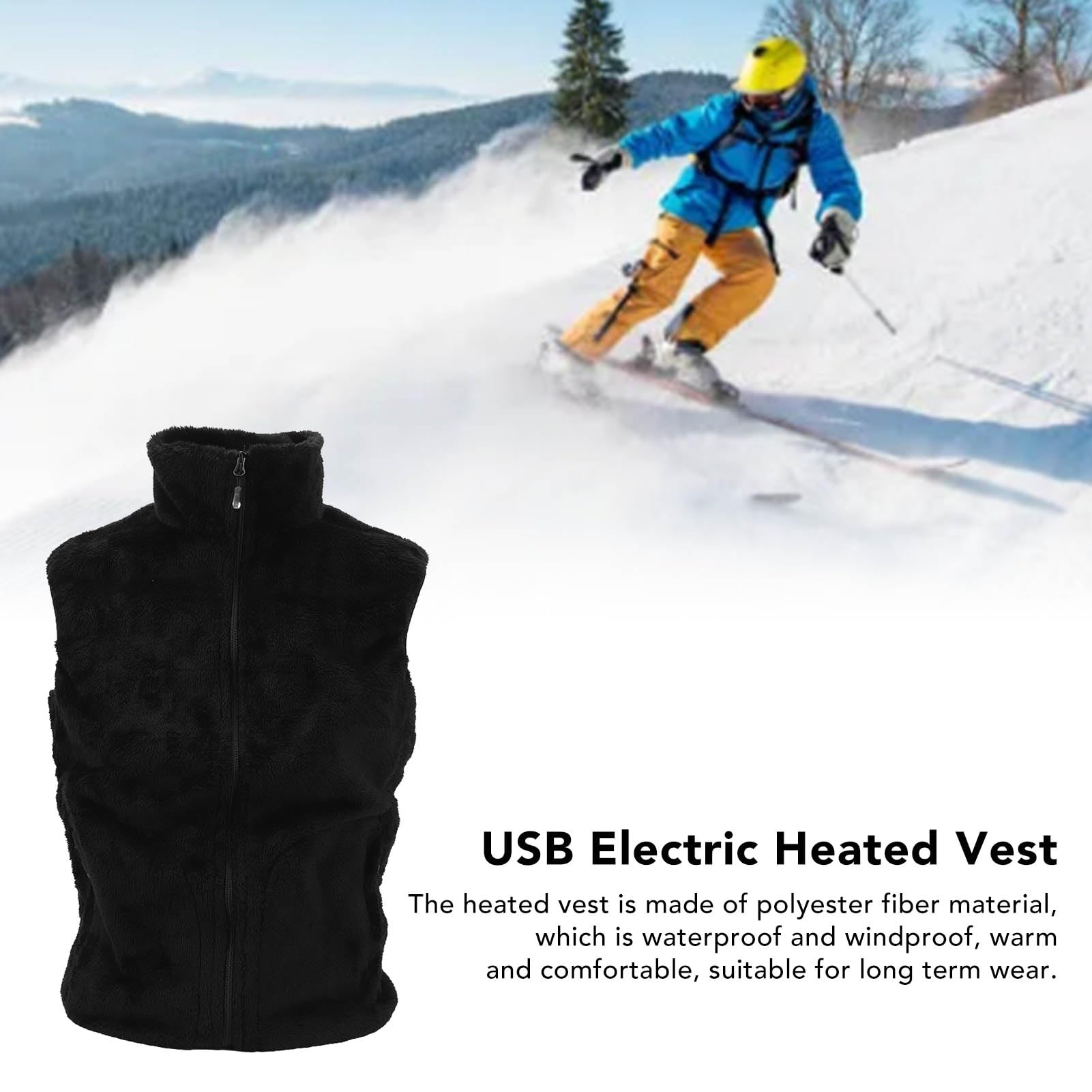 Gilet giacca riscaldata elettrica USB con 9 zone di riscaldamento Gilet riscaldato intelligente a doppio controllo per uomo donna Inverno attività all'aperto materiale in fibra di poliestere