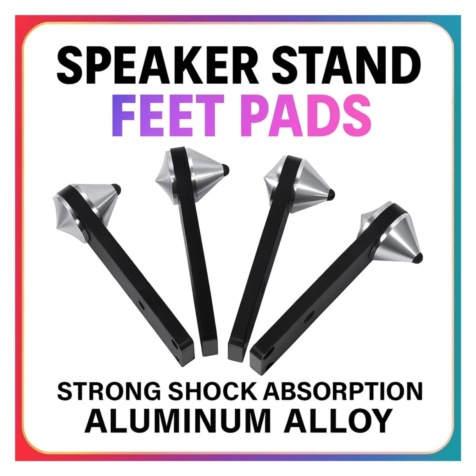 Inox SpeakerSpike Piedini isolanti for altoparlanti in lega di alluminio da 4 pezzi