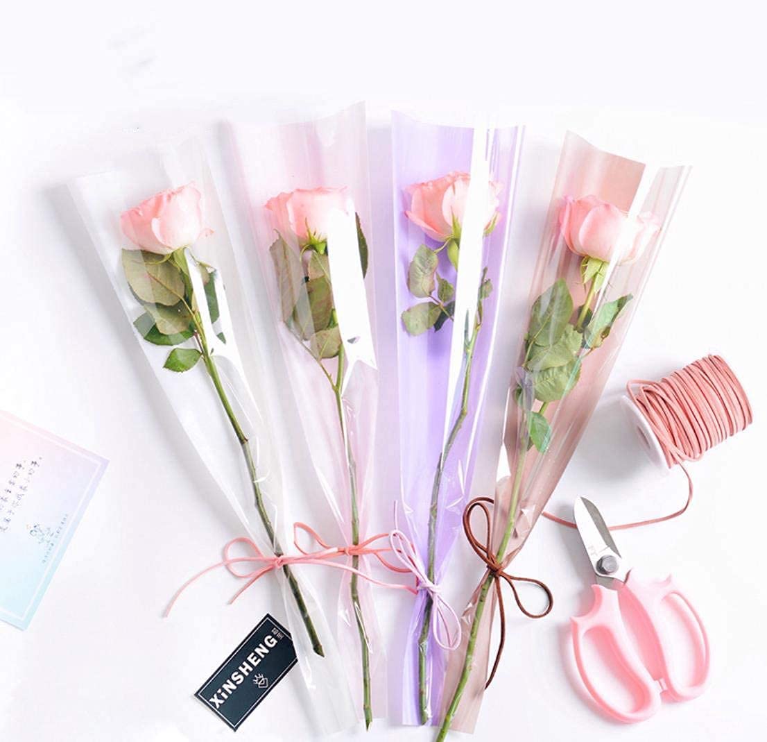 Amazon | DUOLEIMI ラッピングバッグ フラワー 一輪用 ブーケ