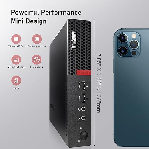 Miniatura 4 de Lenovo ThinkCentre M710q Tiny Desktop Intel i7-7700T Hasta 3.80GHz 32GB RAM Nuevo SSD NVMe de 1 TB integrado AX210 Wi-Fi 6E Bluetooth HDMI Teclado y