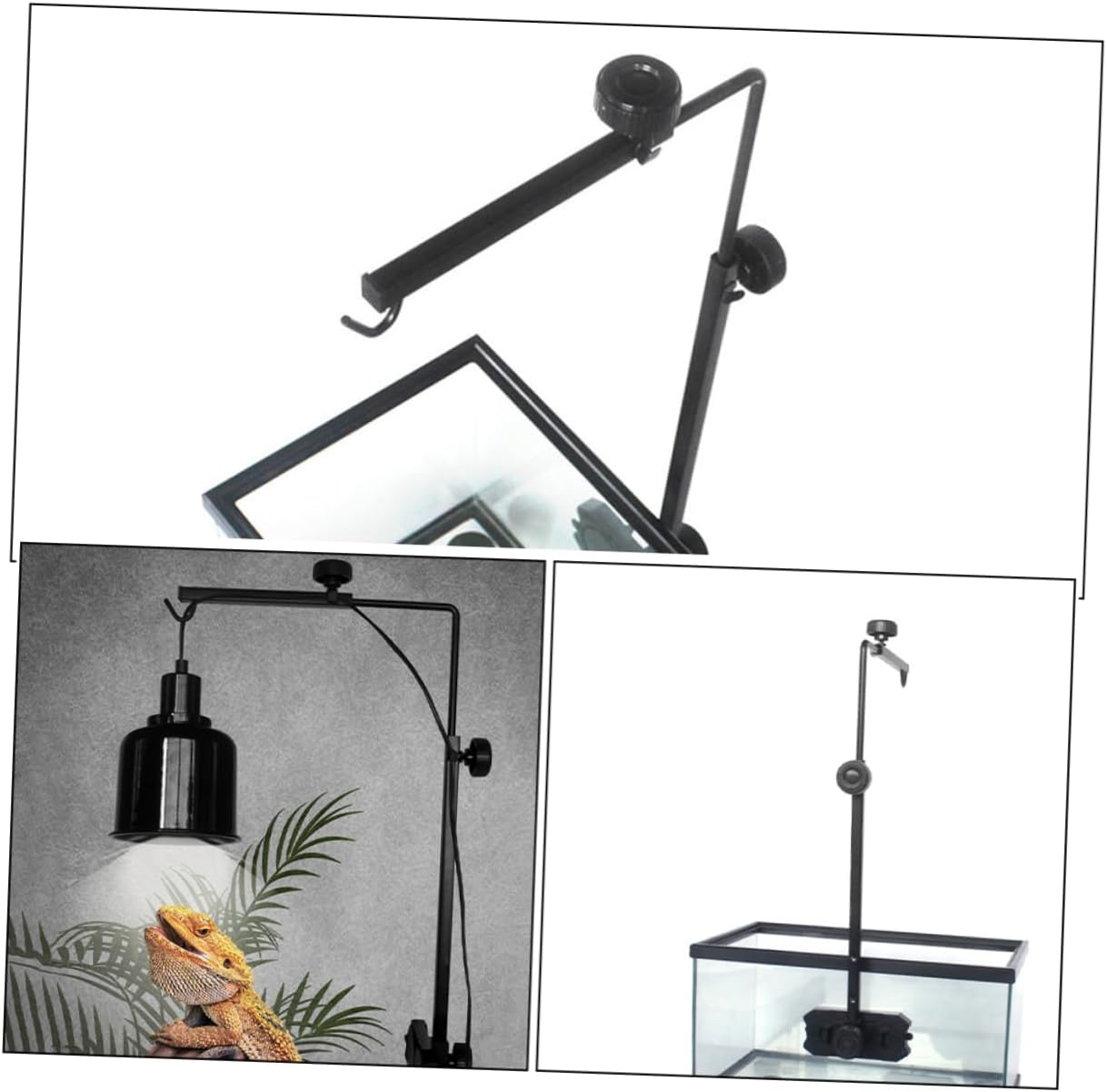 Happyyami Reptile Light Stand Height and Angle for Turtle Basking and Aquarium Lighting and Multifunctional Fixture Bracket for Pet Care