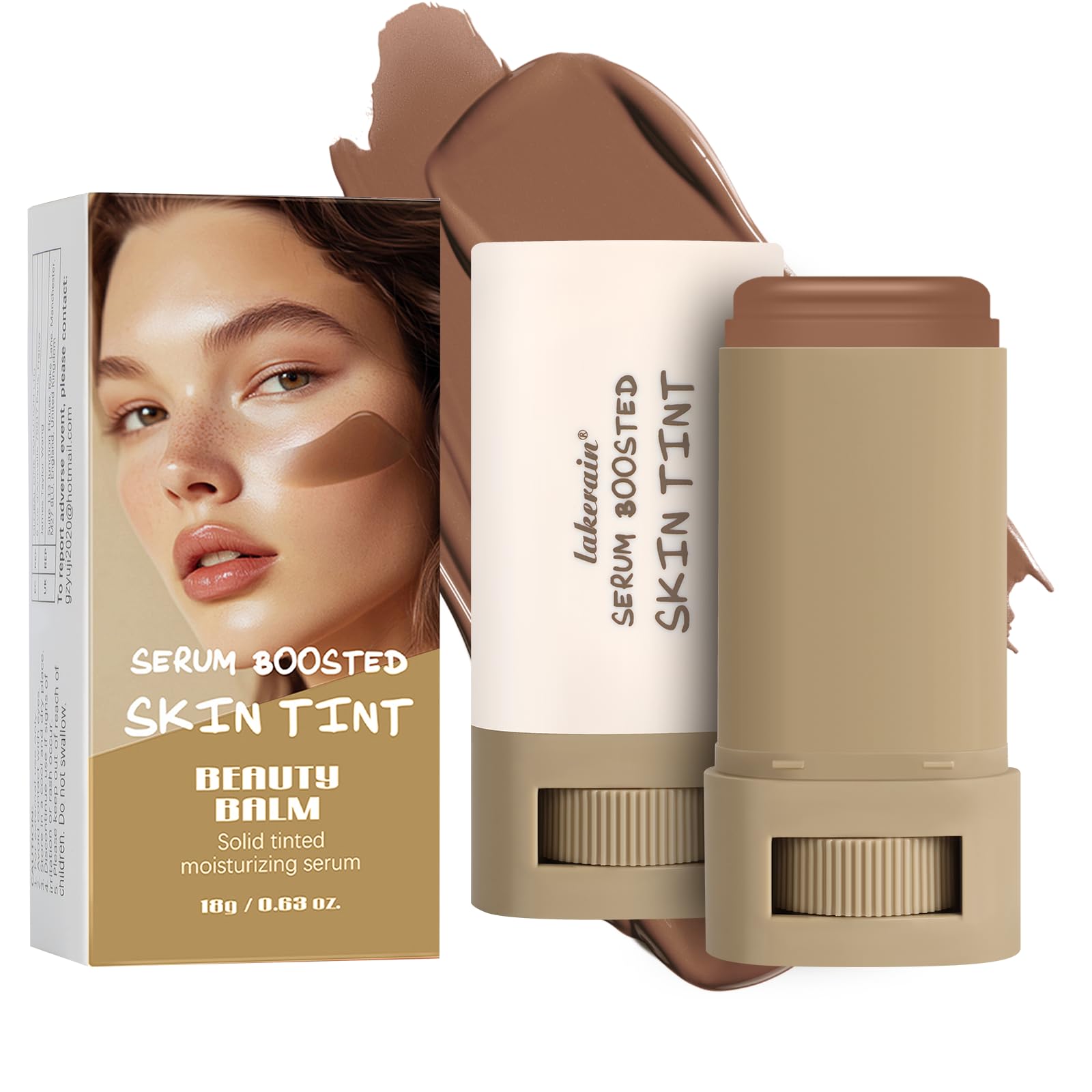 Foundation Stick Beauty Balm Serum Boosted Skin Tint, Solid Tinted Moisturizing Serum Contour Stick Foundation Face for Women, for Face Natural Makeup