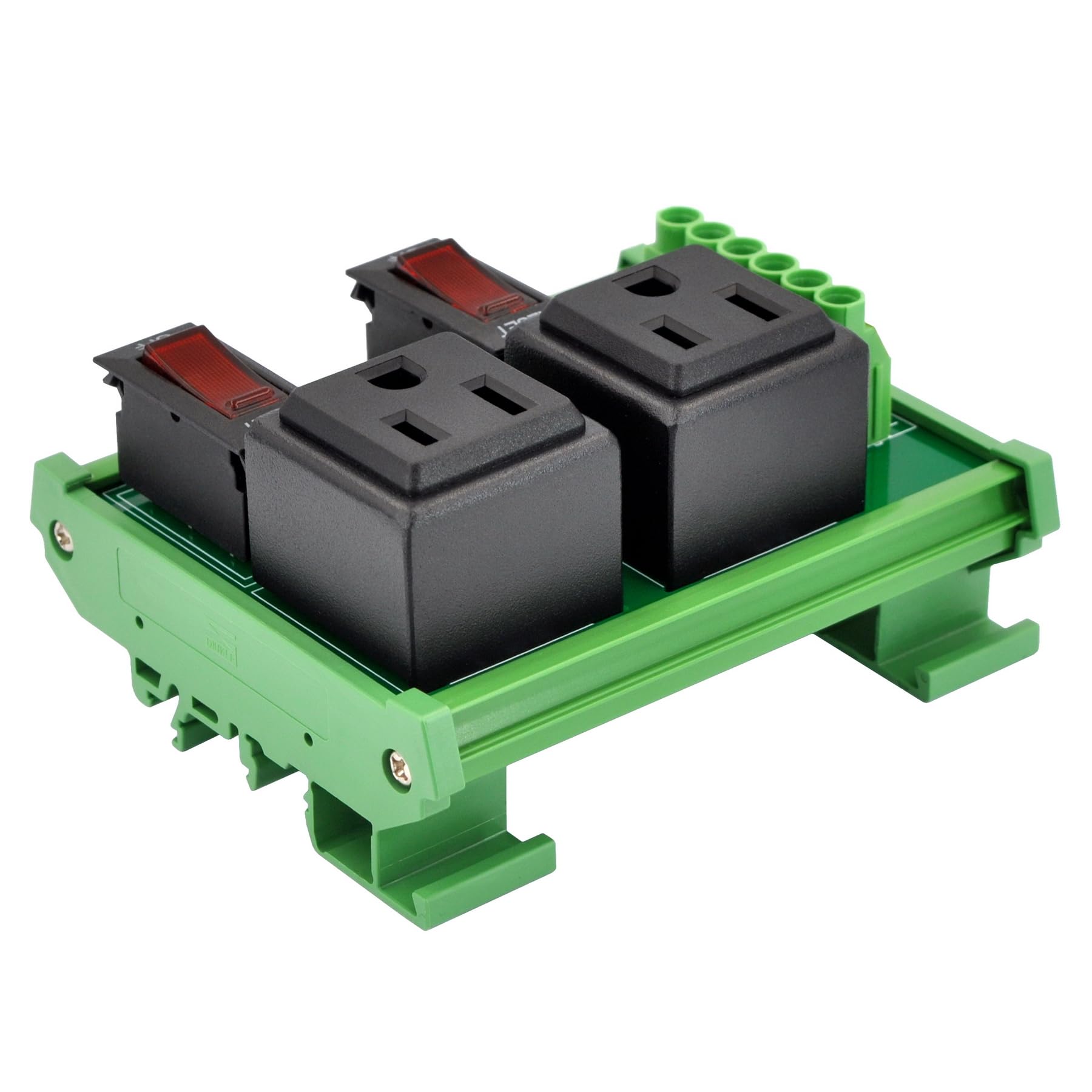 Snapklik.com : DIN Rail Mount AC 120V NEMA 5-15R 2 Receptacle Outlet ...
