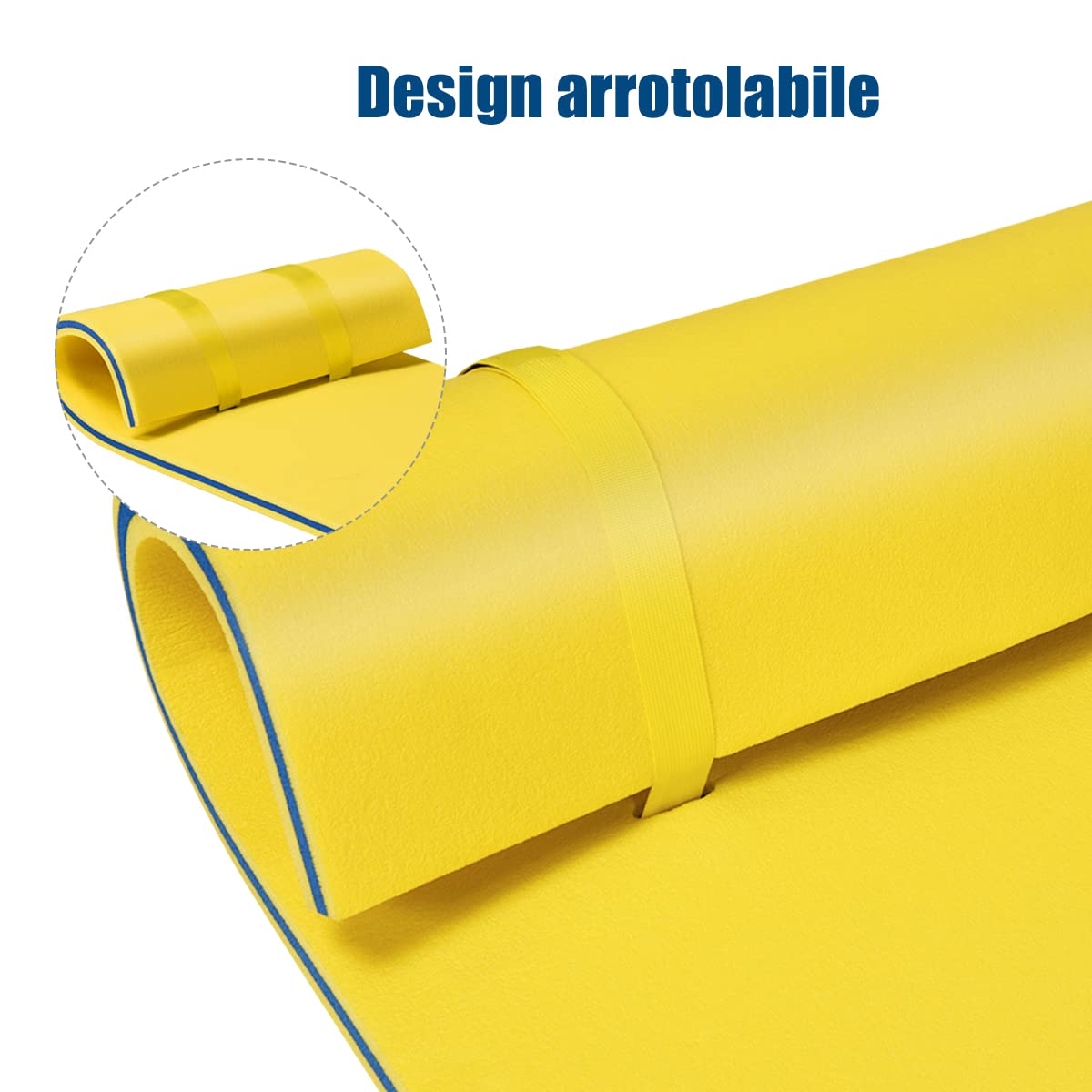 COSTWAY Tappeto Galleggiante per Mare e Piscina Arrotolabile, Materassino Galleggiante in Schiuma con Poggiatesta e Corda, Galleggiante Piscina Resistente