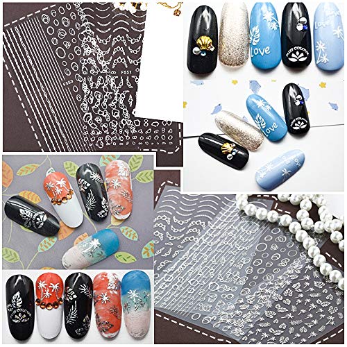 FLOFIA 12 Fogli Adesivi Unghie Nail Stickers Misti...