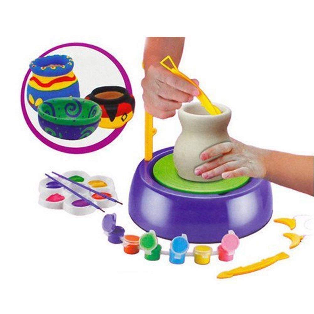 AMAZING STUFF Art Educational Pottery Wheel Clay Pot Battery Operated Imaginative Making Machine Set with Creative Educational Craft Game Toy Gift for Kids Boys Girls (Multicolor)