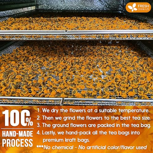 Image of FreshDrinkUS, Premium 135 Calendula Tea Bags, 100% Natural and Pure Calendula Flowers, Eco-conscious Tea Bags. Herbal Tea. No Sugar, No Caffeine, No Gluten, Vegan.