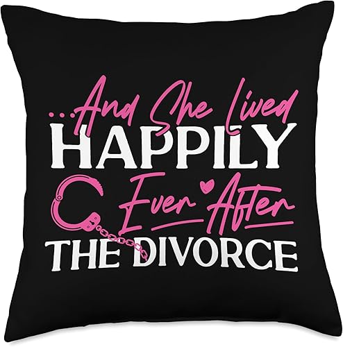 Happy Divorce Party and She Lived Happily Ever After The Throw Pillow, 18x18, Multicolor