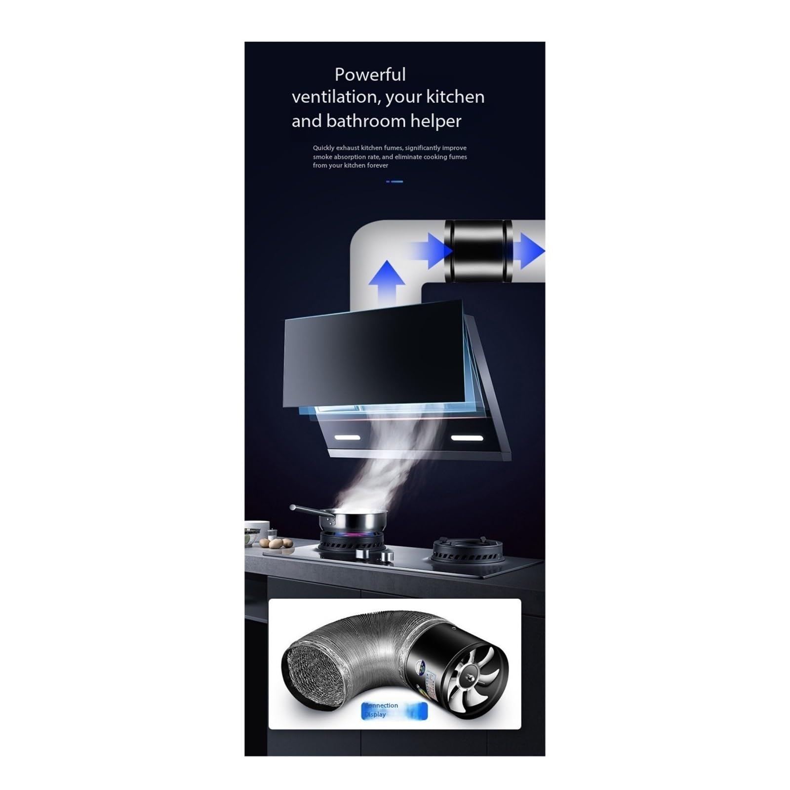 Ventola booster for pipeline, adatta for ventilatori Garage(Nero)