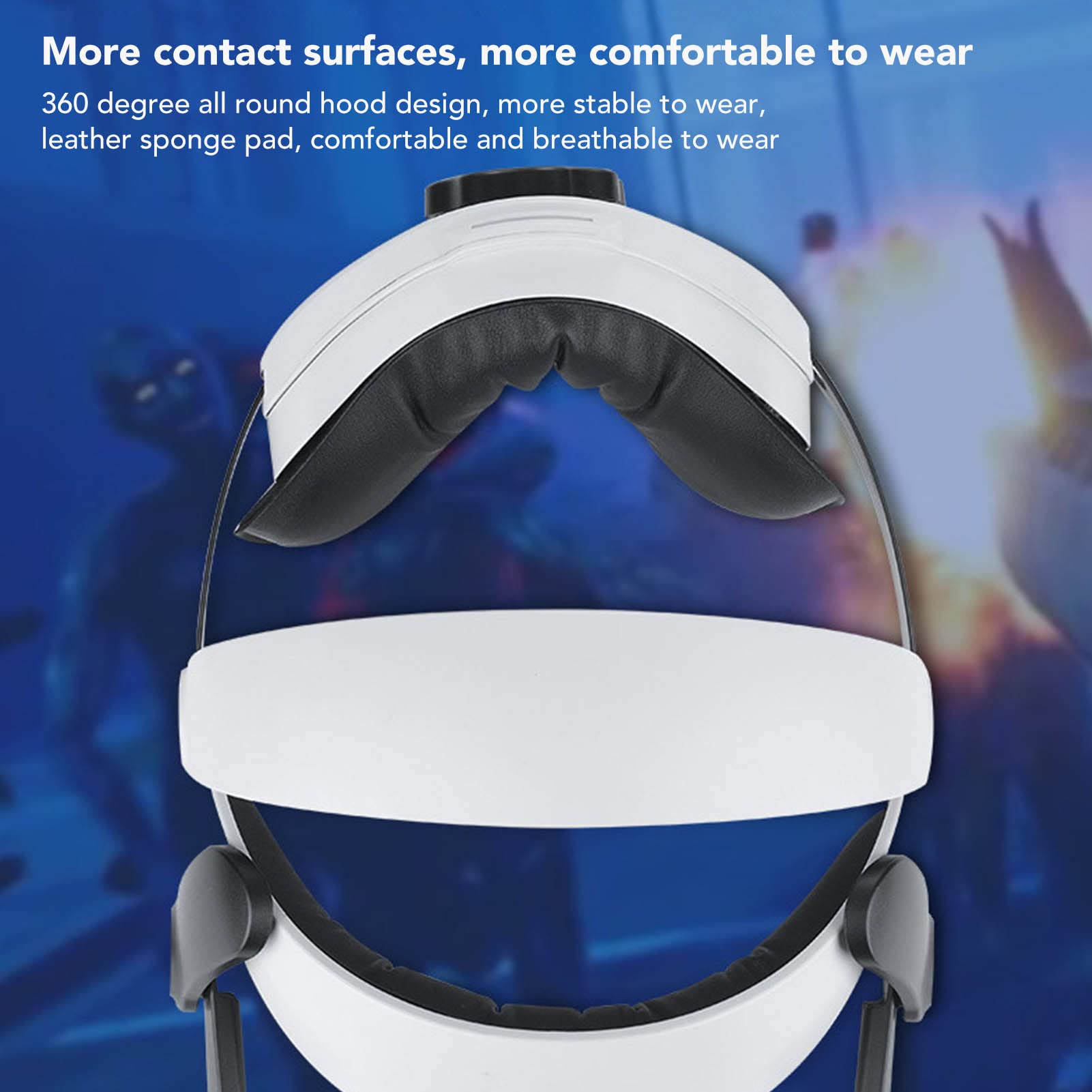 Correa para la Cabeza Comfort VR, Correa para la Cabeza VR de Esponja Ajustable Extraíble, Diadema VR Transpirable ABS para Quest 2, Correa para la Cabeza VR de 5300 MAh para