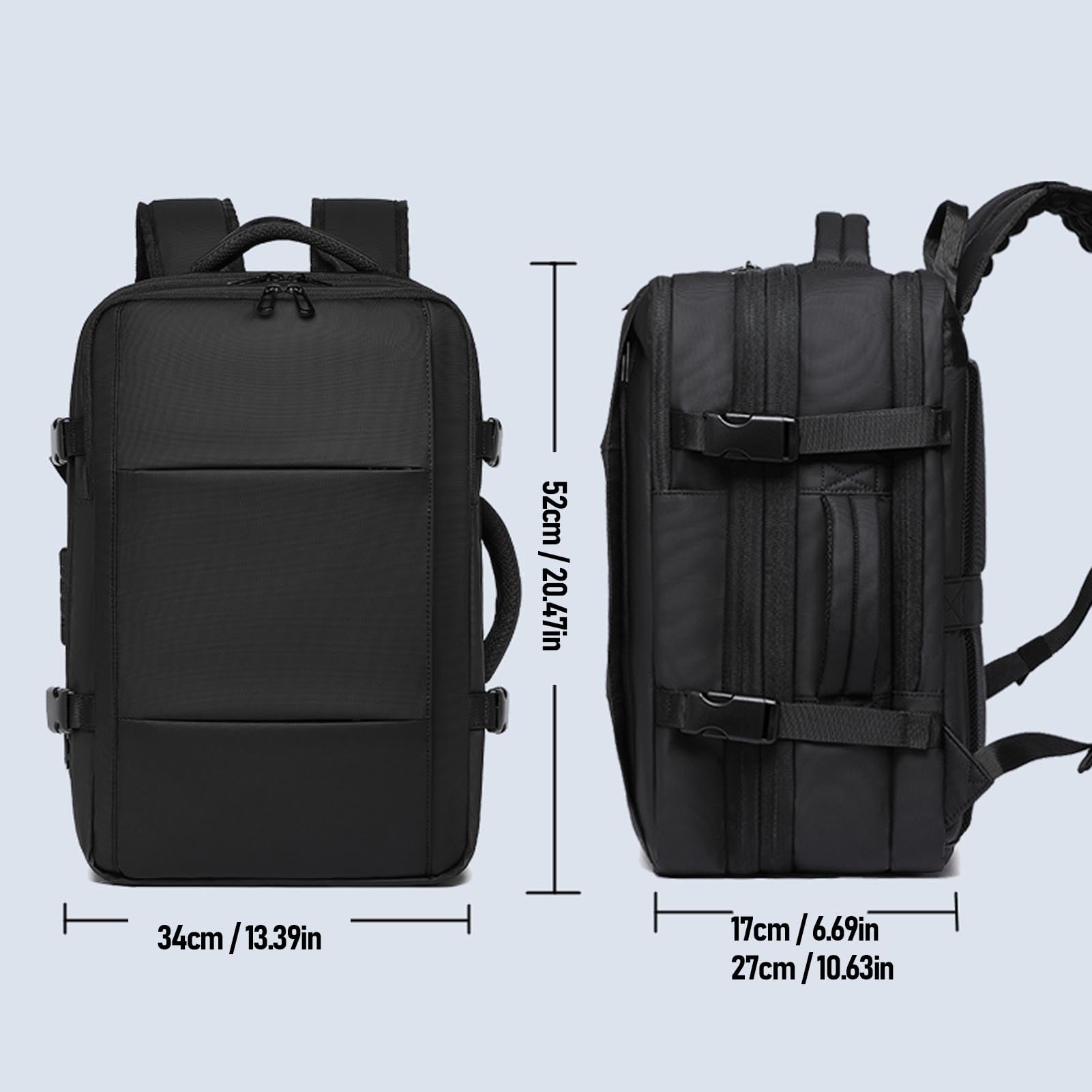 Cocoarm Sac à Dos Sous Vide, Tissu Oxford Imperméable, Sac de Compression Extensible avec Serrure TSA et Port USB pour les Aventures de Voyage