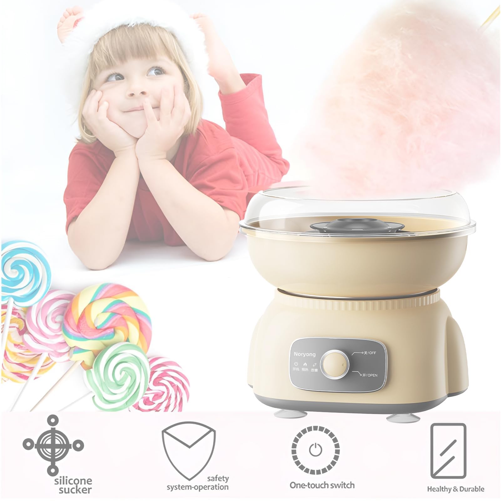 Máquina De Algodón De Azúcar 500W, Máquina De Algodón De Azúcar con 200 Palitos De Bambú Y Cuchara De Azúcar, Máquina De Algodón De Azúcar para Cumpleaños, Día del Niño Y Navidad Blue
