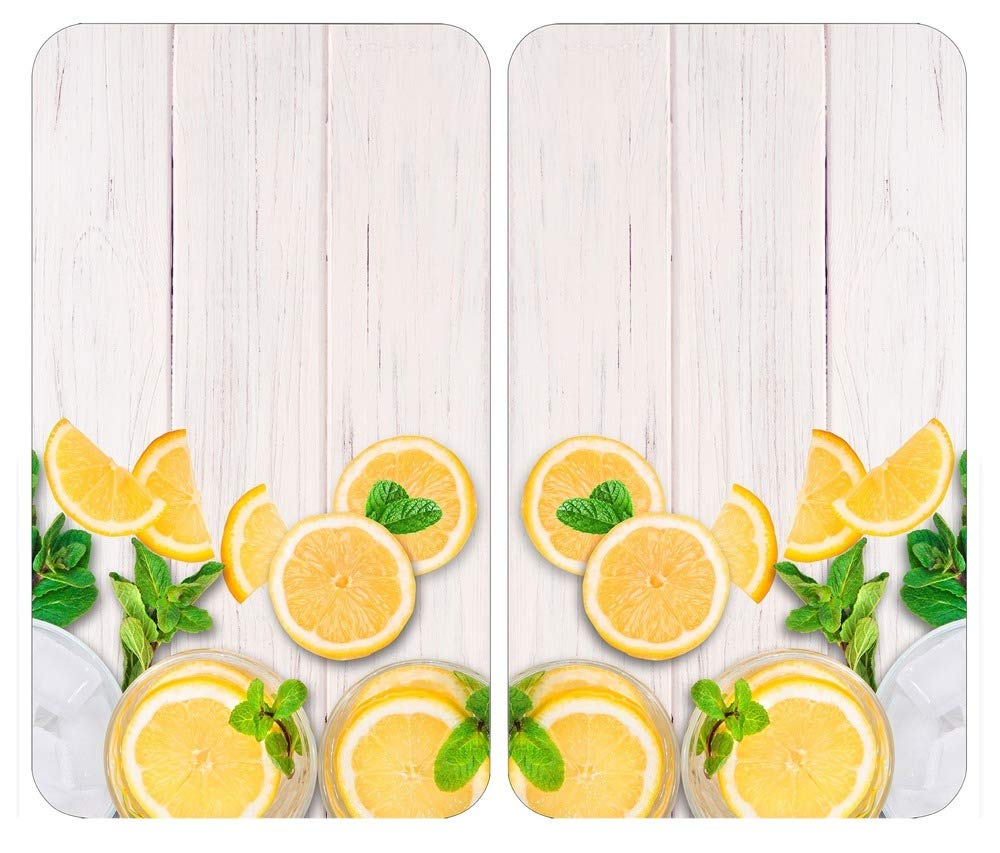 WENKO Placas protectoras para cocina Mod Limones, ajustable en altura para todo tipo de cocinas, tabla de cortar y protector contra salpicaduras, vidrio, 30 x 52 cm, juego de 2