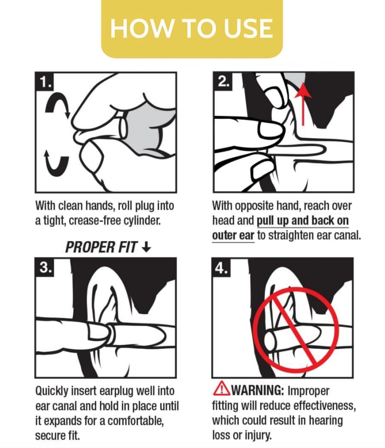 60paia di tappi per le orecchie in schiuma, design ergonomico, morbidi tappi per le orecchie per dormire, 35dBSNR con cancellazione del rumore, ipoallergenici per concerti musica ad alto volume giallo - 3