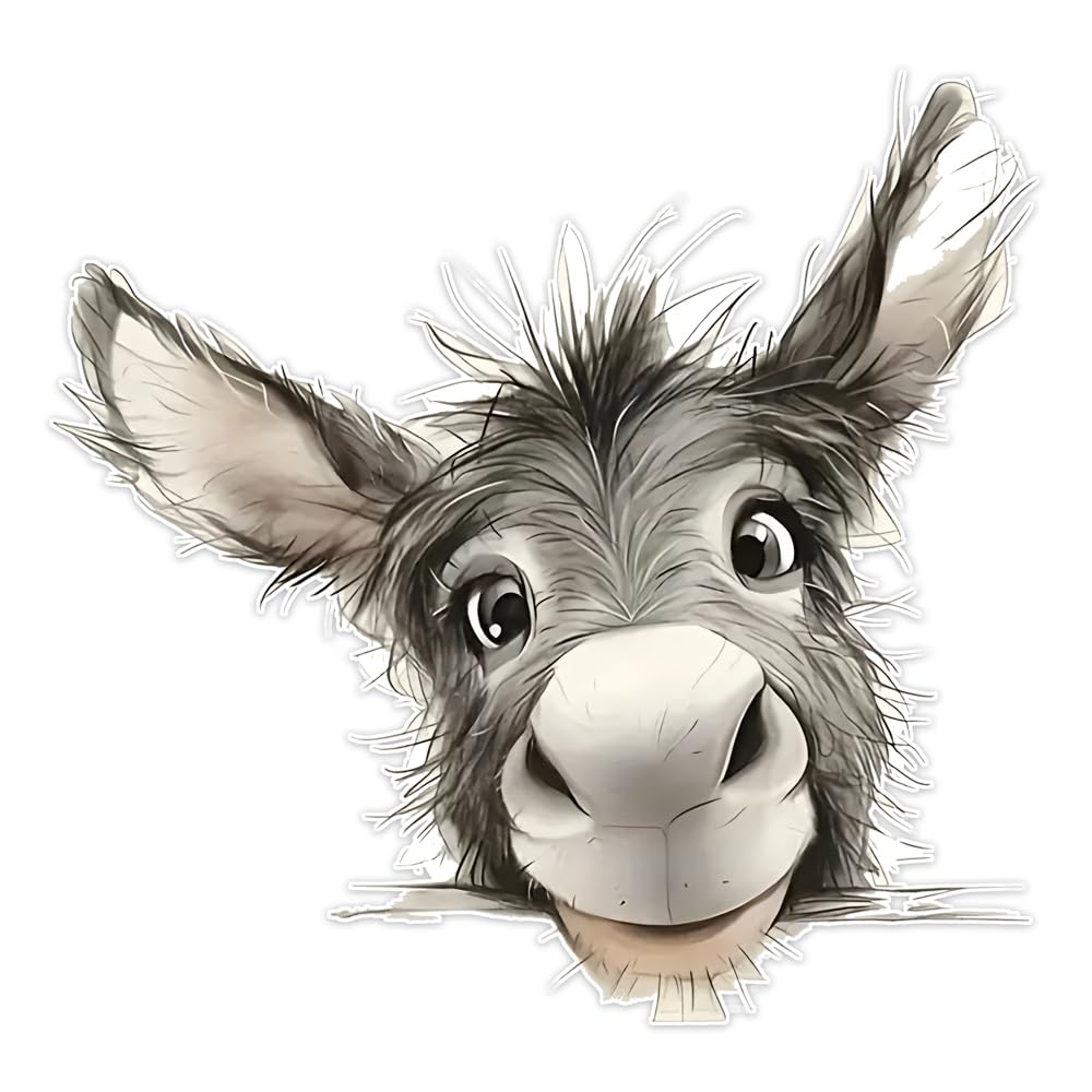 #DZ23 - Juego de 2 pegatinas divertidas para coche (13 x 12,5 cm), diseño de burro