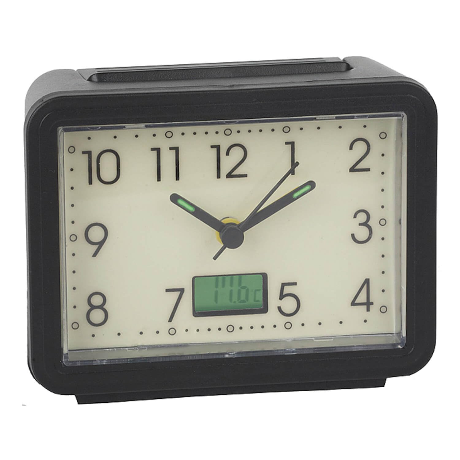 Coopers Of Stortford Black Gid Alarm Clock With Temprature Set Of 2
