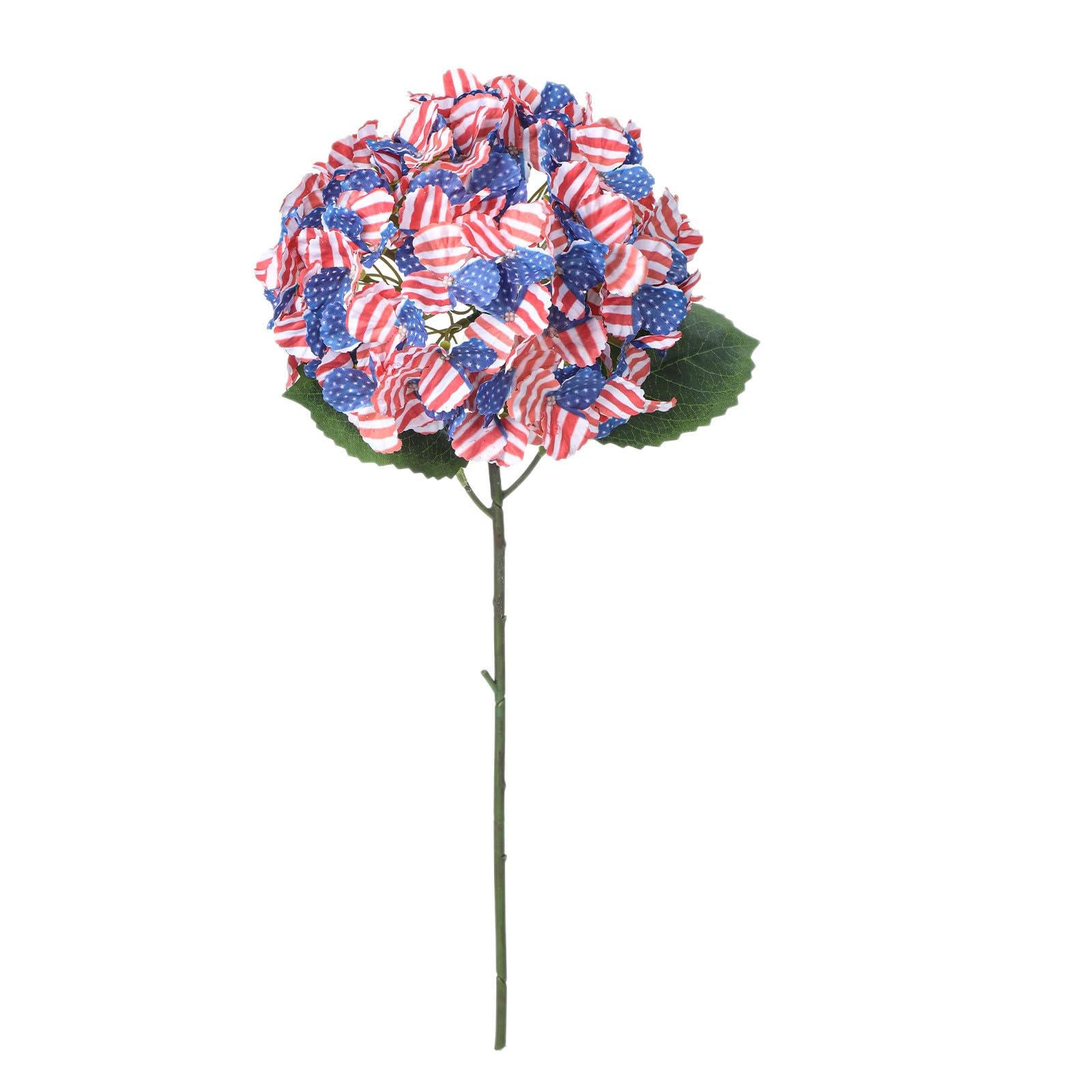 HDOYTXXM Realistic Silk Hydrangeas in Patriotic Color Flexible Decorative Flowers Great for Tabletop Decors and Special Event Nationalistic Decors Flowers