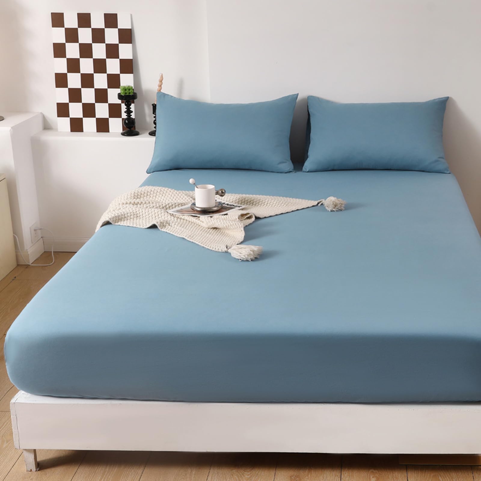 Prześcieradło z gumką w 100% z bawełny 48 x 74 cm - miękki i oddychający pokrowiec na materac do łóżeczka dziecięcego idealny dla niemowląt hipoalergiczna łatwa w pielęgnacji bawełniana pościel