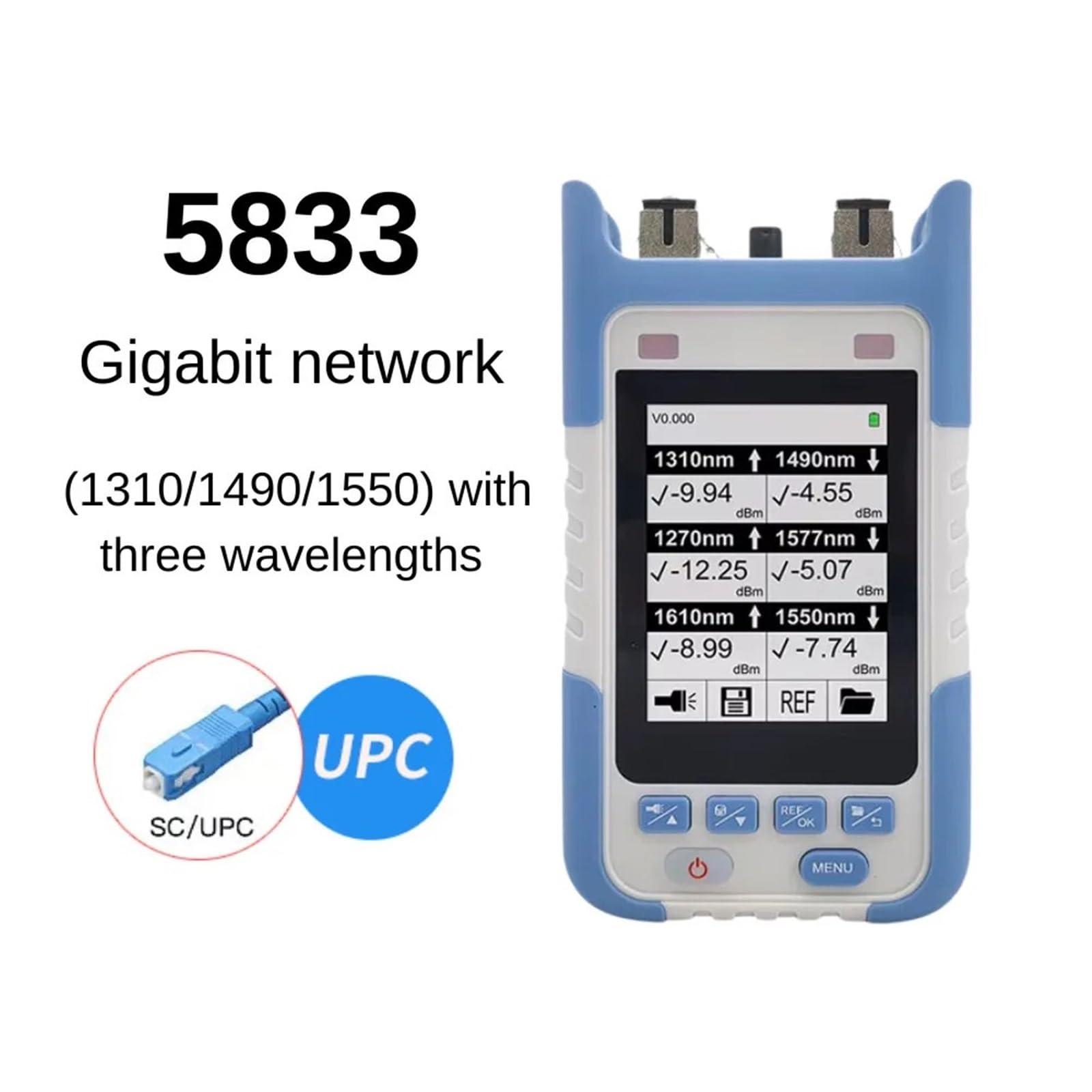 Localisateur Visuel de Défauts, Wattmètre à fibre optique SC UPC/APC CT583-10G PON OPM 1270/1310/1490/1550/1577Nm 10GEPON XGPON XGPON et réseau FTTH(5833 UPC)