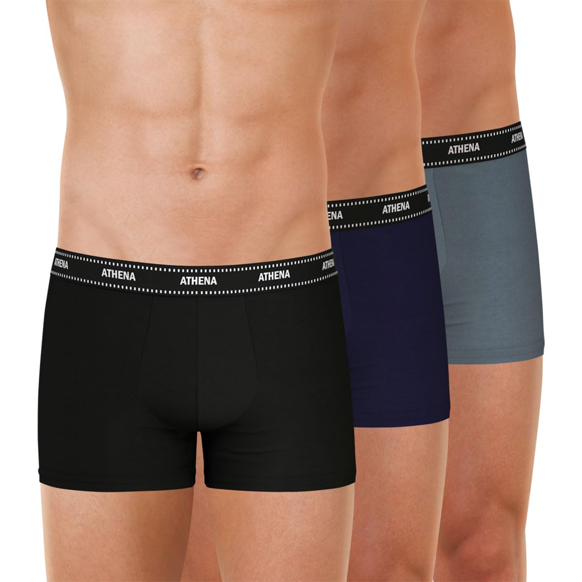 Athéna Men's My Petits Prix Underwear, Noir/Navy/Bleu, M (Pack of 3), Black/Navy/Blue, M