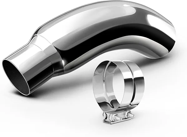 HILMITILE Exhaust Tip, 4 Inch Diesel Exhaust Tip Elbow Tip with a Clamp, 4" inlet 6" Outlet Chromed Exhaust Tip for Pickups, Trucks and Cars