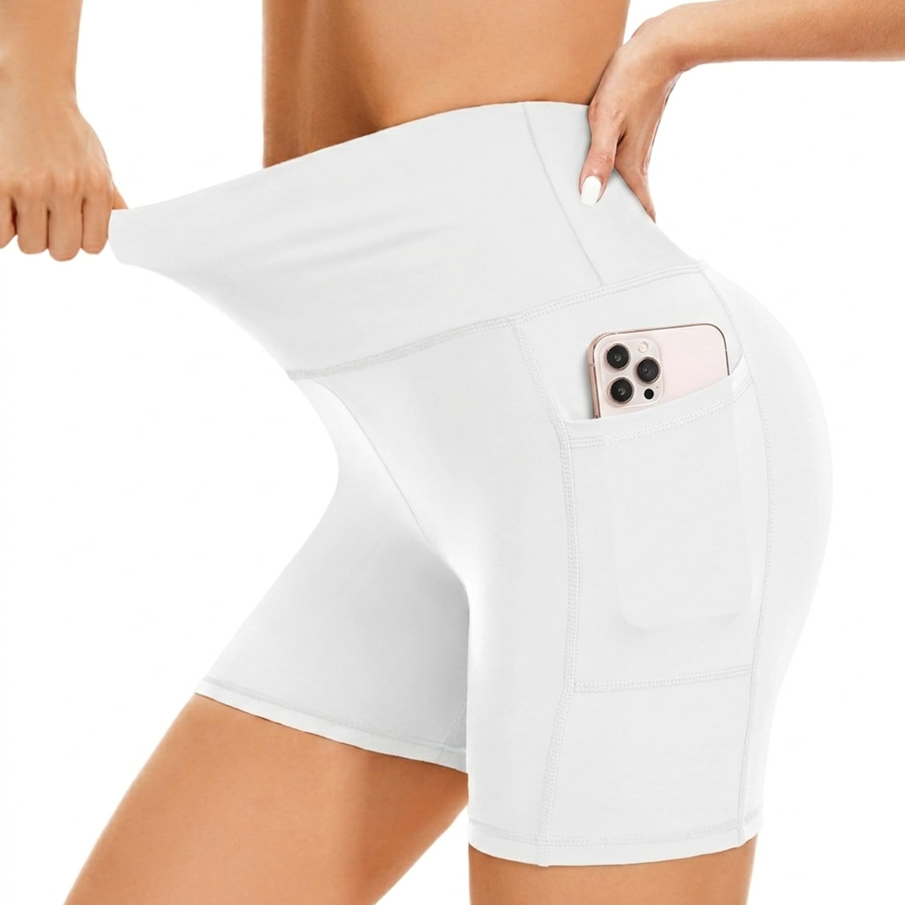 Cycling Shorts Women- High Waisted Biker Shorts Tummy Control Black Yoga Gym Workout Athletic Running Sports Short Leggings UK — view 8